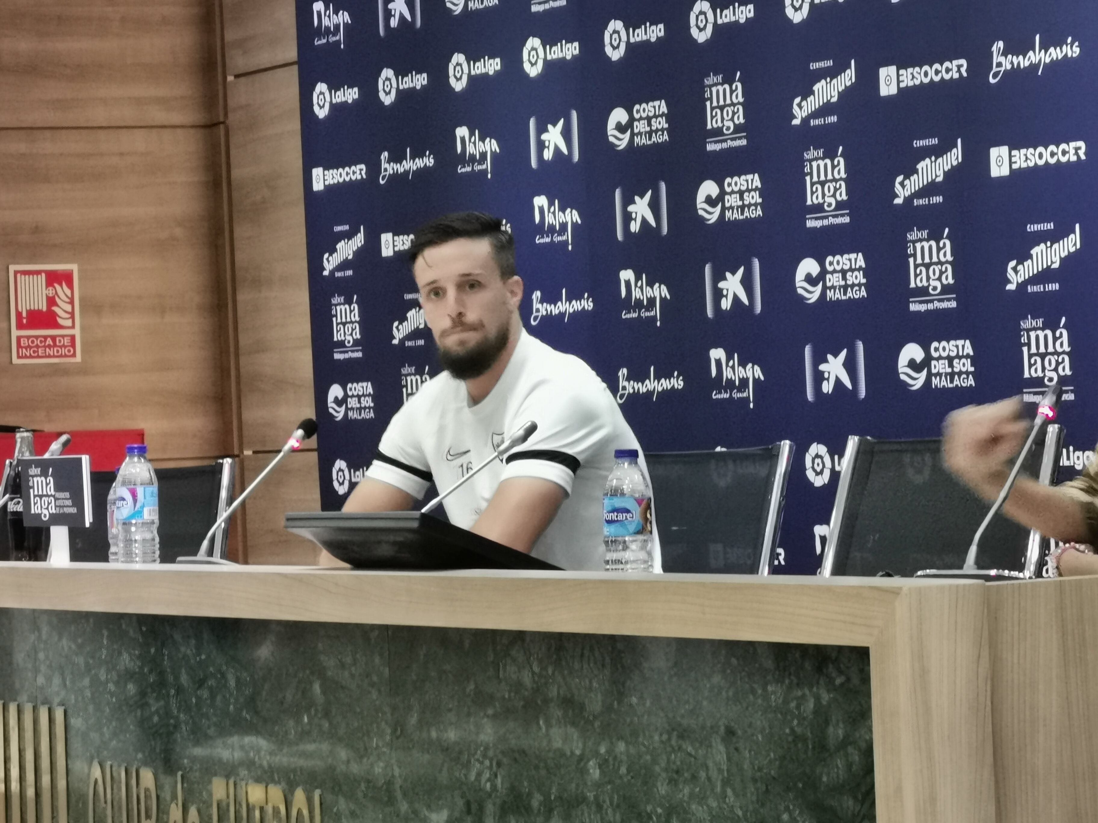 Genaro Rodríguez, en la sala de prensa de La Rosaleda
