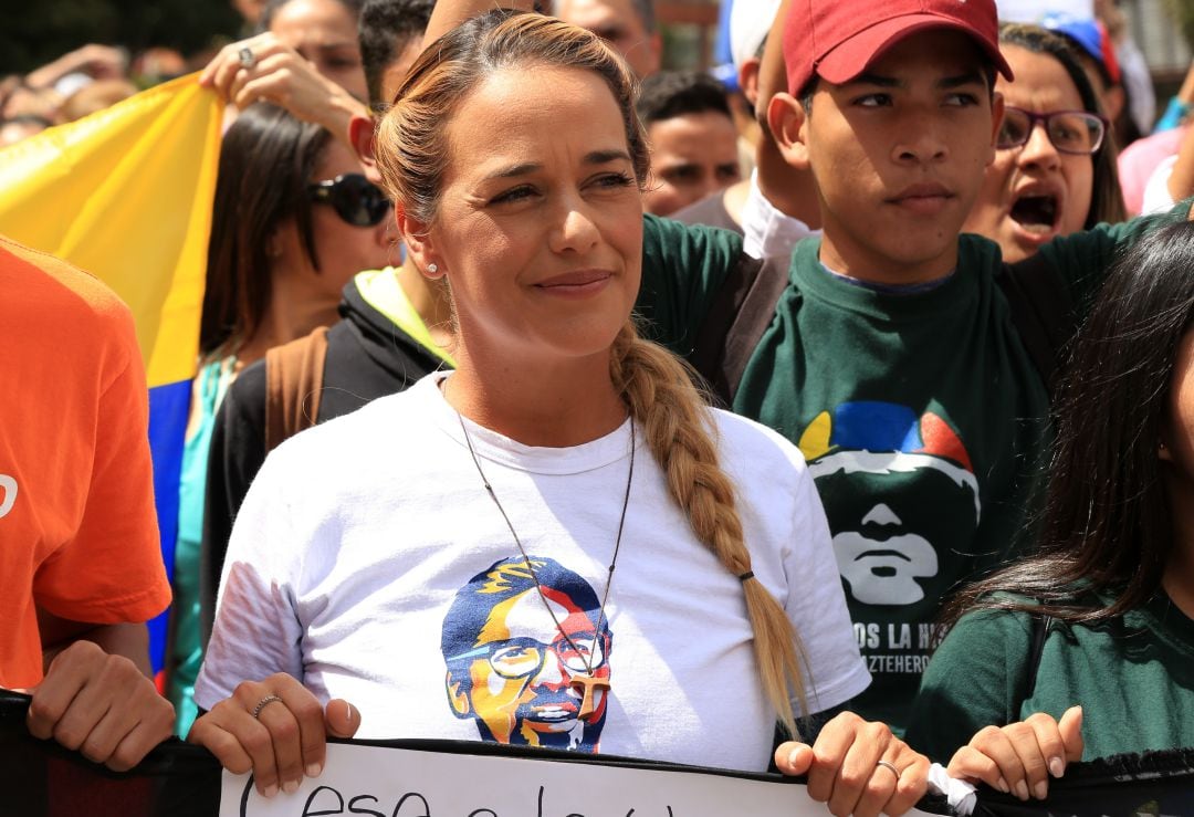 Lilian Tintori en una protesta contra el régimen de Nicolás Maduro