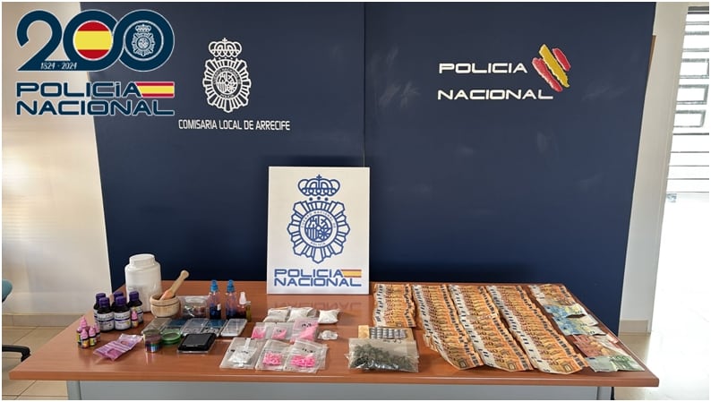 Droga incautada por la Policía Nacional en Arrecife.