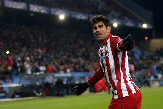 El delantero del Atlético de Madrid celebra el gol anotado ante el Oporto