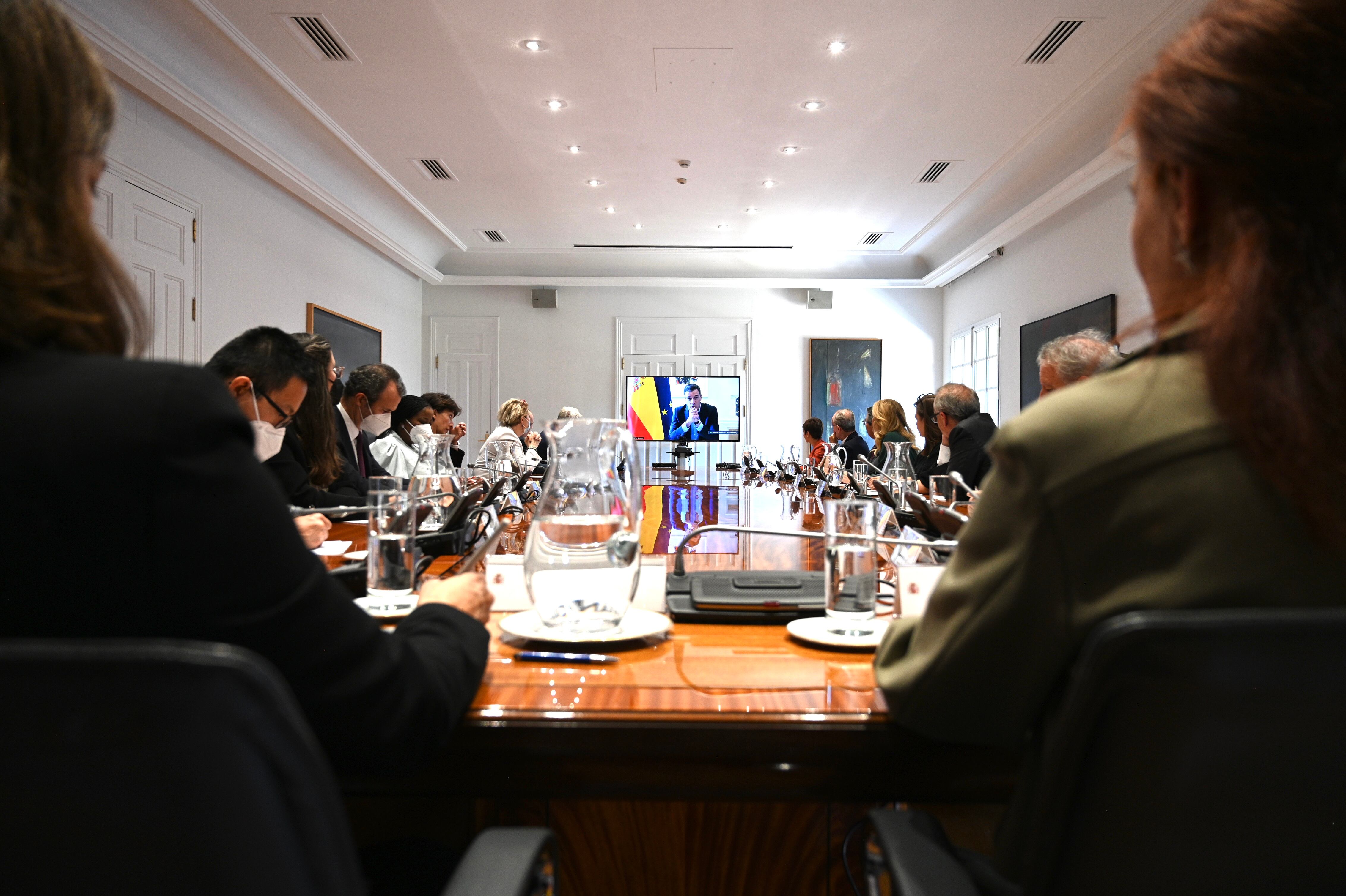 El Presidente del Gobierno, Pedro Sánchez, durante la intervención