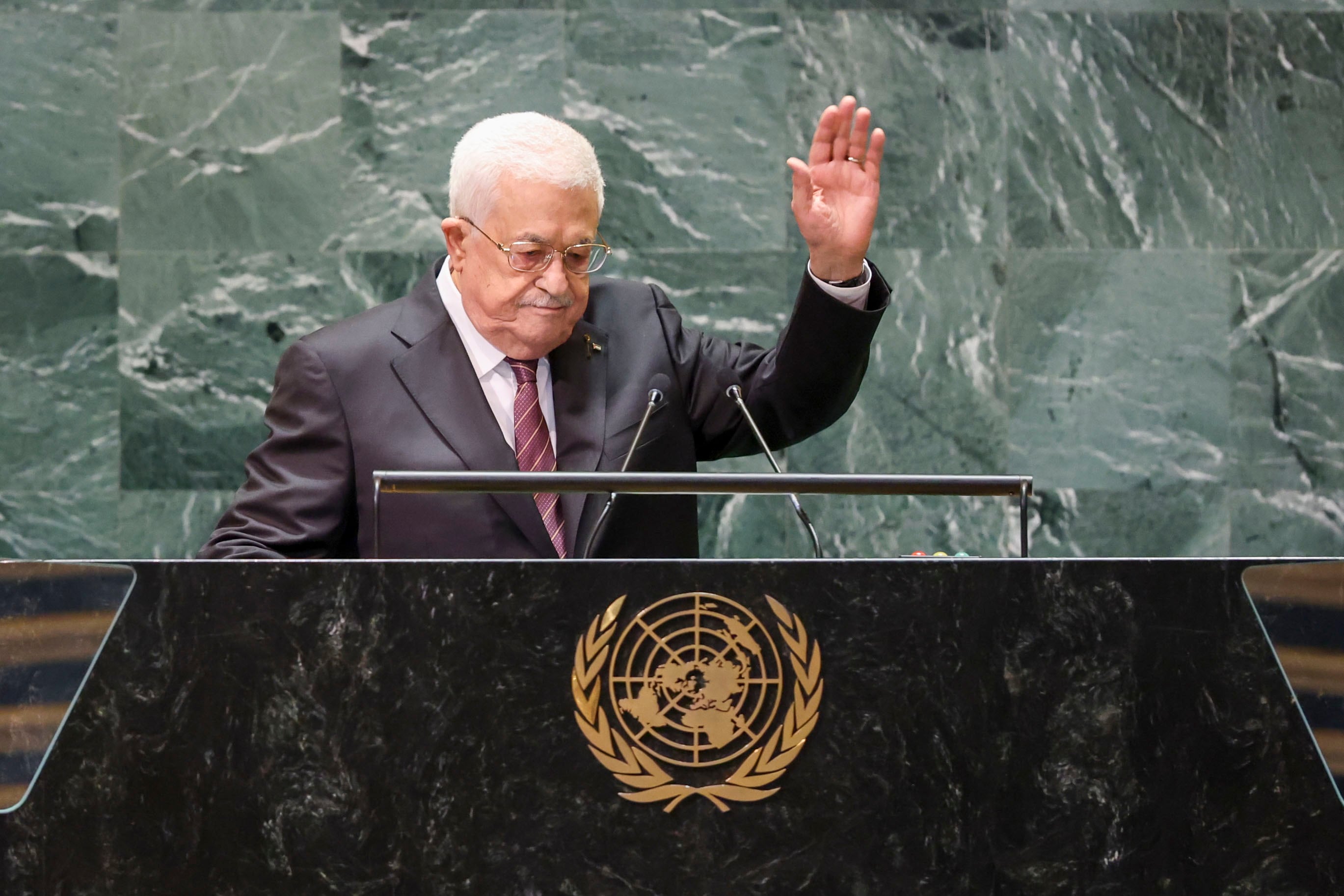 El presidente palestino, Mahmud Abás, durante su discurso ante las Naciones Unidas