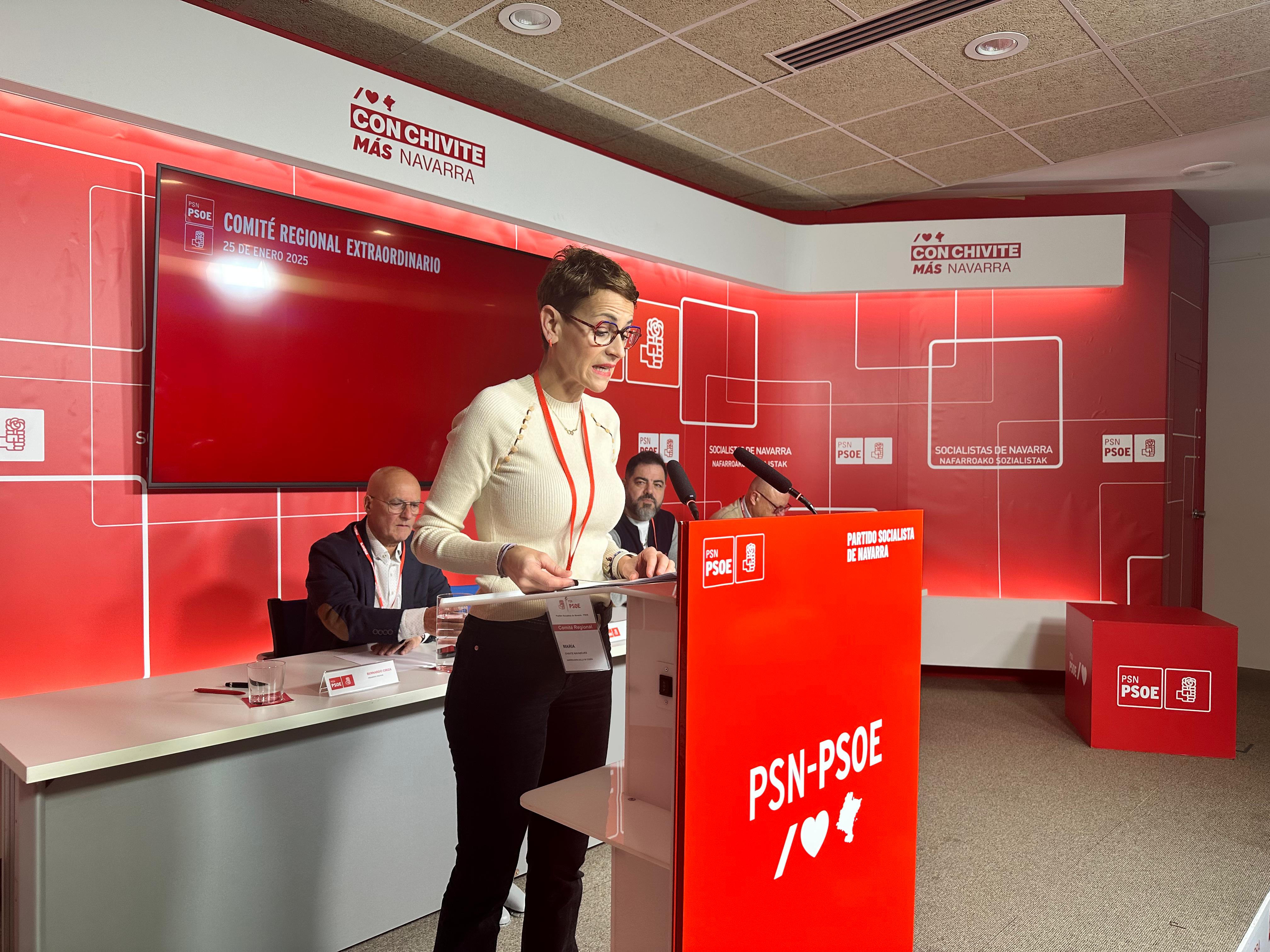 María Chivite en el Comité Regional del PSN-PSOE