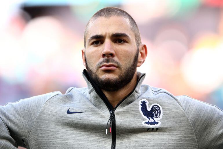 Benzema, antes de un partido con la selección francesa