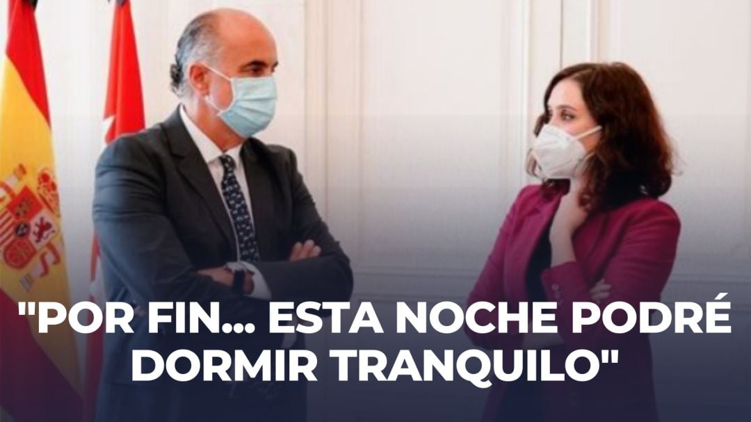 El viceconsejero de Salud Pública y Plan COVID-19 de la Comunidad de Madrid, Antonio Zapatero, junto a Isabel Díaz Ayuso, presidenta de la Comunidad de Madrid