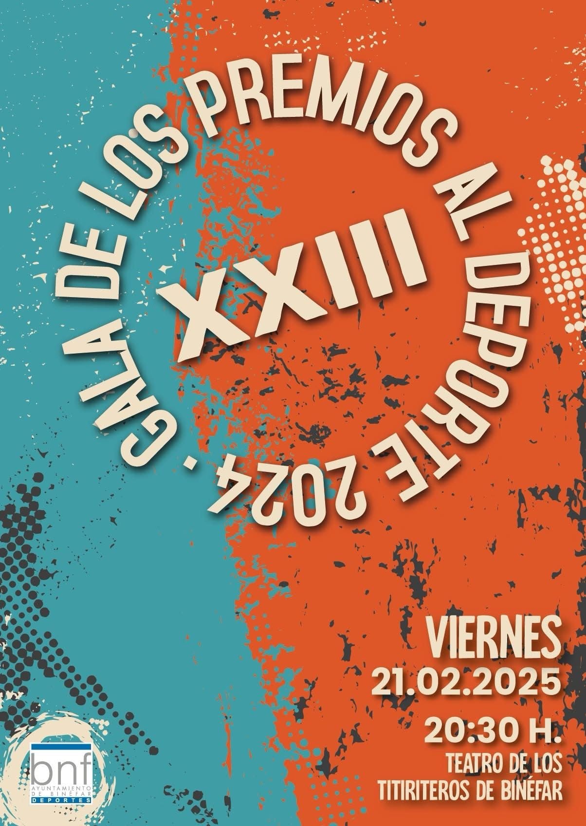 Cartel XXIII Gala del Deporte Binéfar.