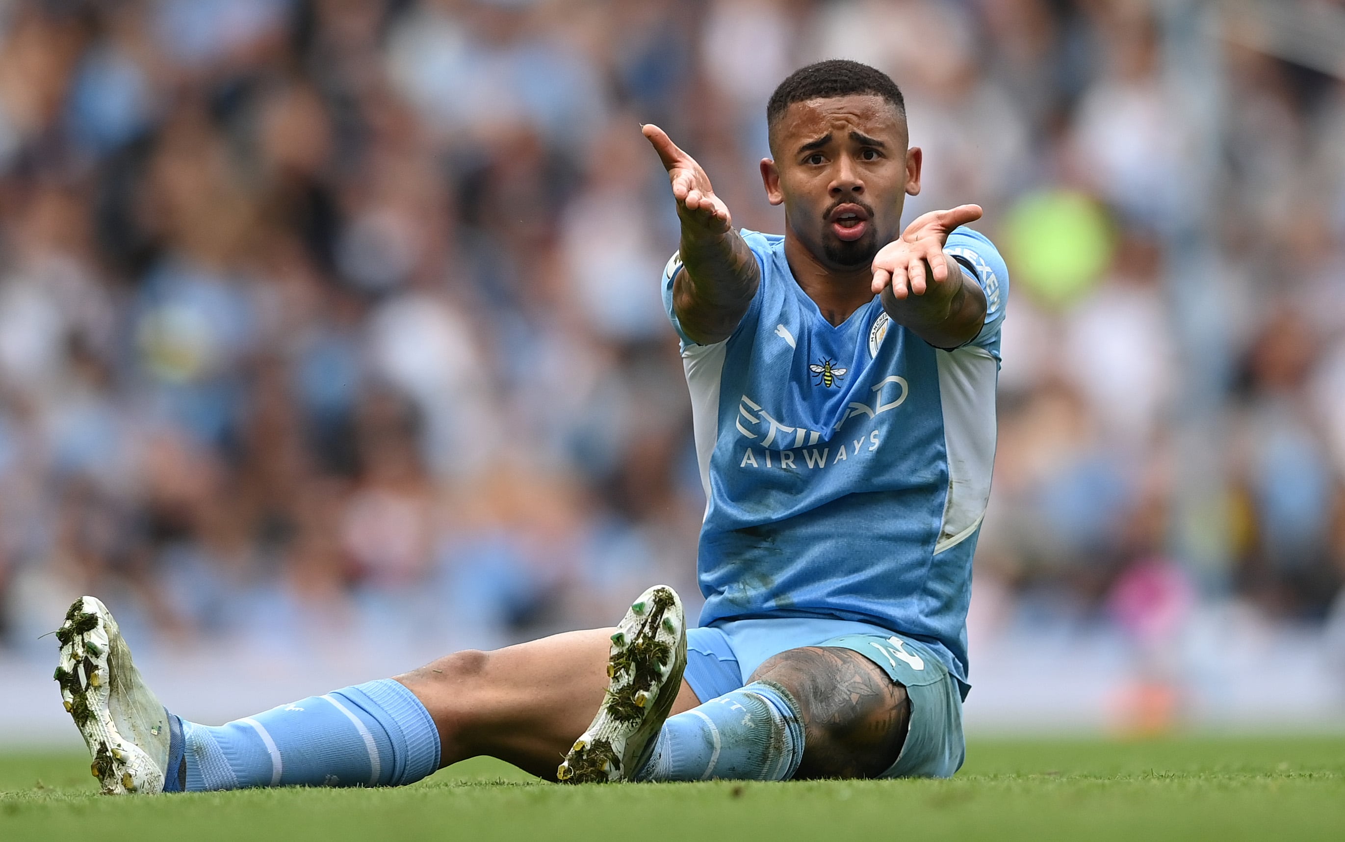 Gabriel Jesús durante un partido con el Manchester City