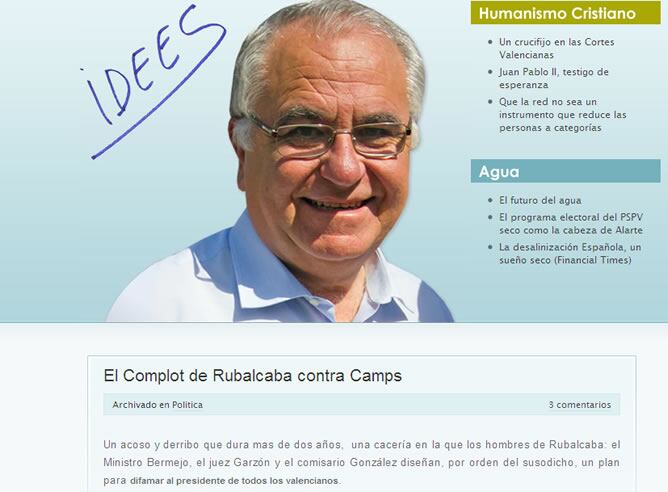 El presidente de las Cortes valencianas relaciona en su blog el caso Gürtel con un &quot;complot de Rubalcaba contra Camps&quot;