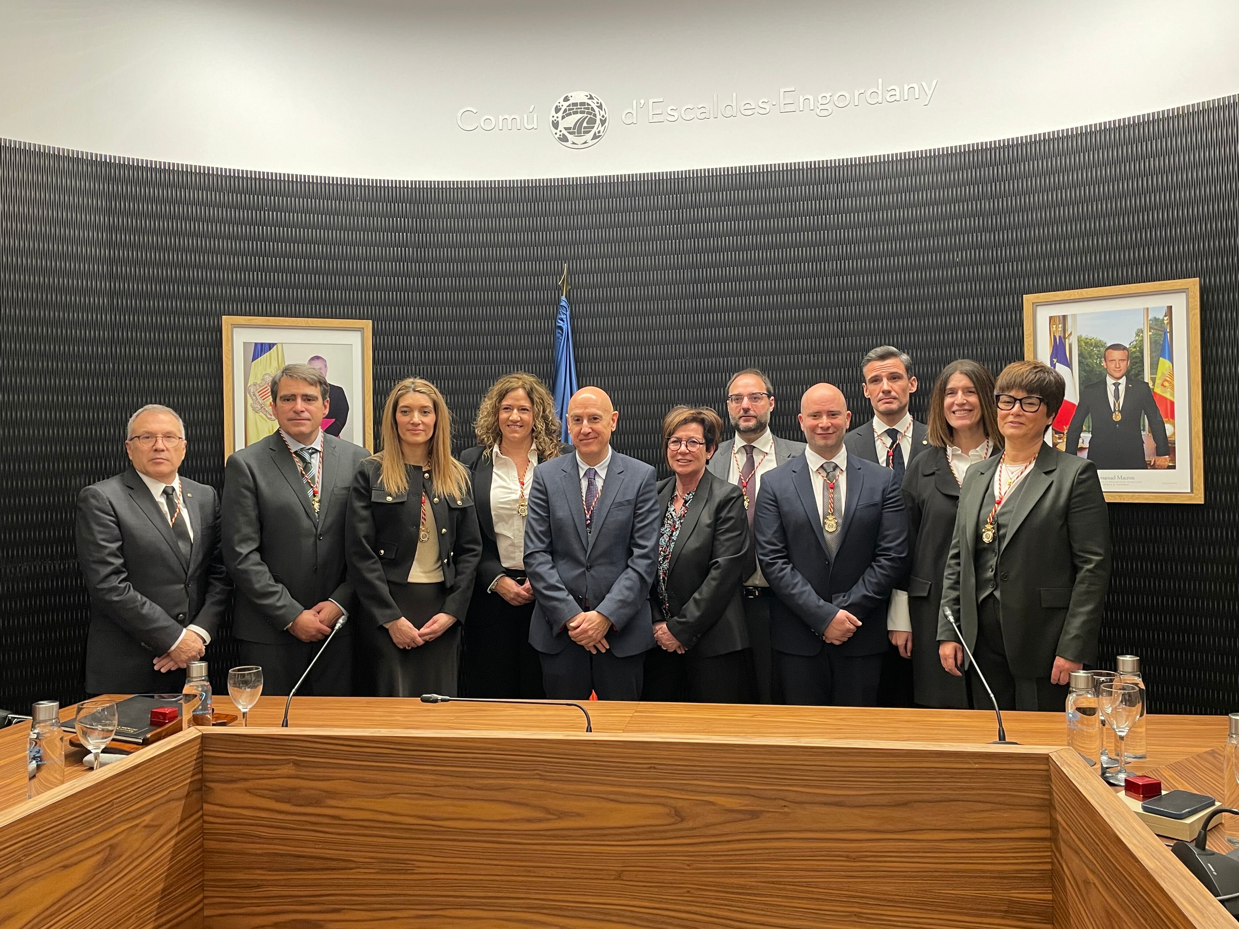 Els nous membres de la corporació escaldenca, sense Rosa Gili que estava indisposada