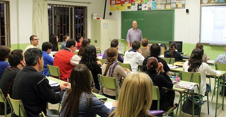 Una de las aulas de la Escuela Oficial de Idiomas en San Sebastián de los Reyes