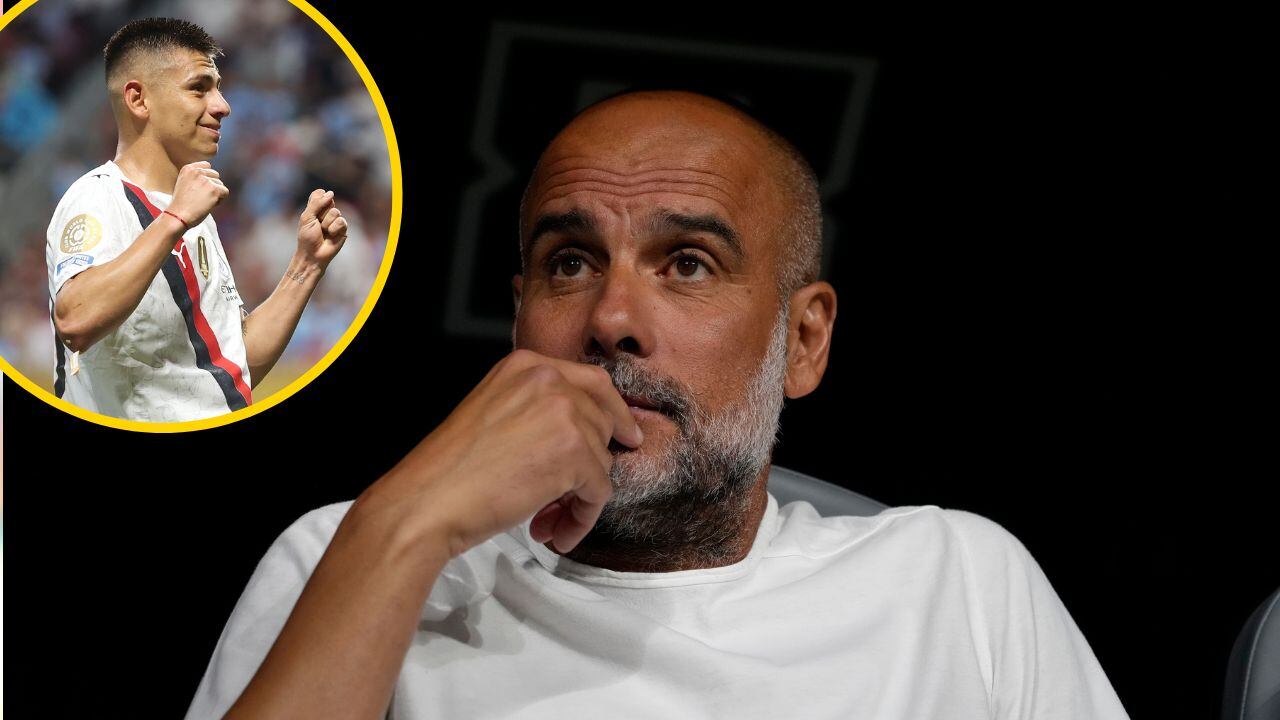 Pep Guardiola y Echeverri, juntos en un montaje de imágenes