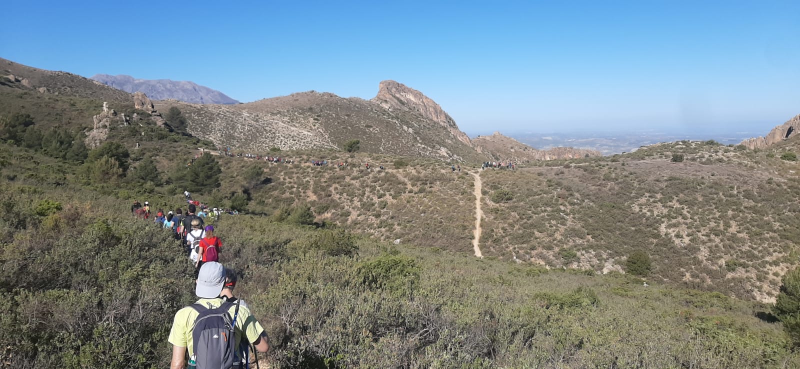 Momento de la ruta senderista por los parajes de Los Pocicos y el Barranco Perejil