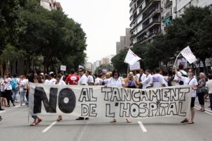 Els treballadors del Dos de Maig, en una manifestació a la Travessera de les Corts