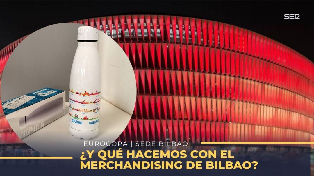 Botella conmemorativa de la sede de Bilbao para la Euro