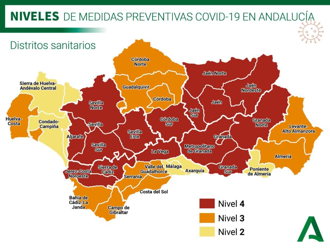 Niveles de medidas preventivas Covid-19 en Andalucía 