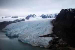 A view of the Blomstrand Glacier, Thursday, June 16, 2016, in Ny-Alesund, Norway. US Secretary of State John Kerry and Norwegian Foreign Minister Borge Brende toured the glacier, and made remarks about climate change. REUTERS/Evan Vucci/Pool