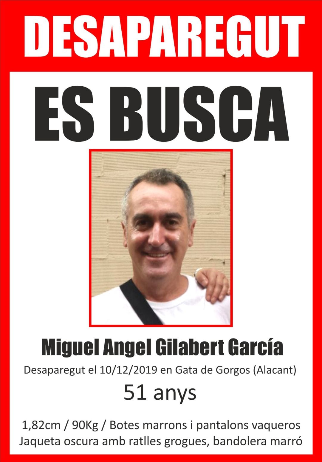 Cartel con la imagen del vecino desaparecido.