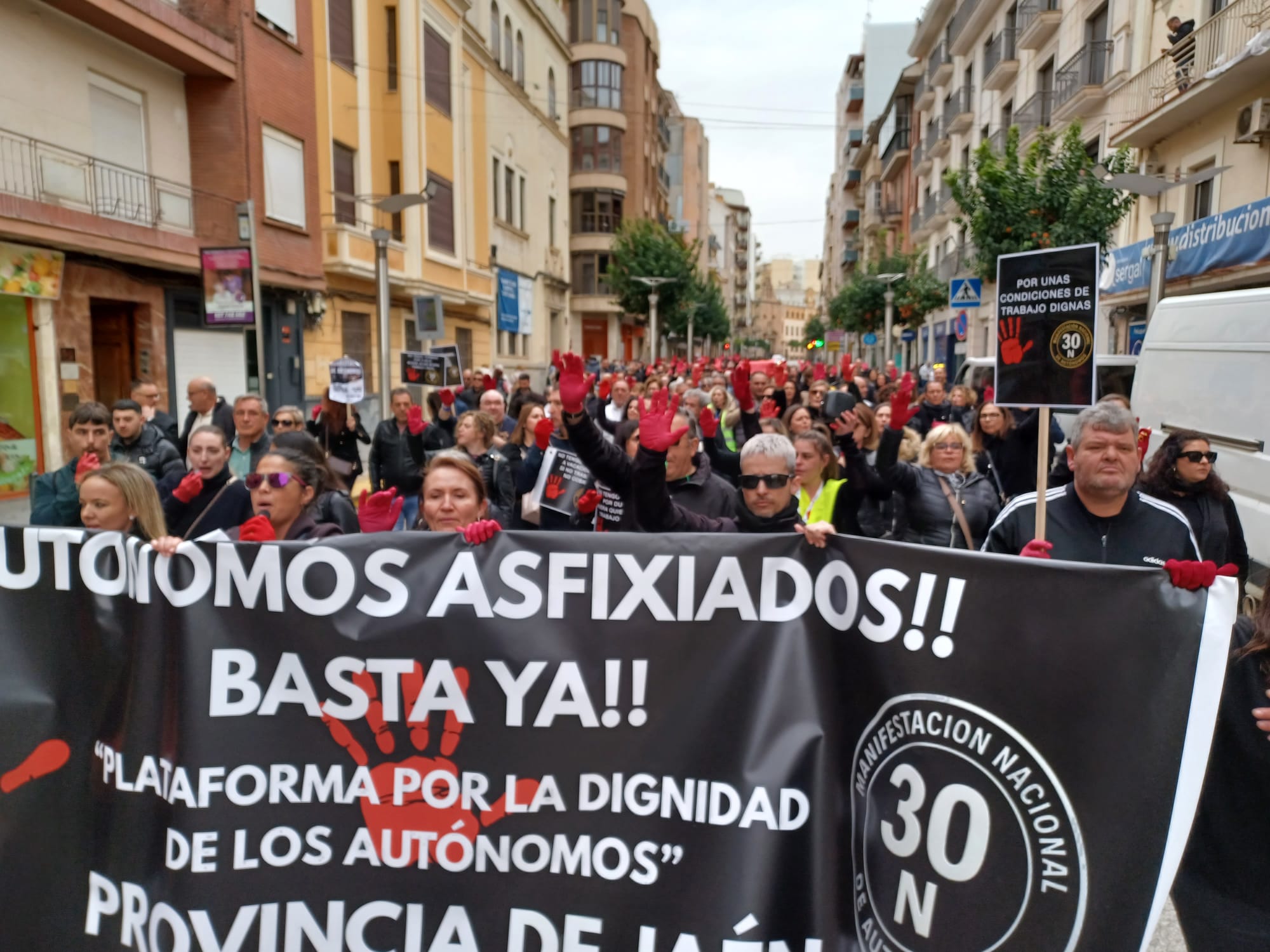 Imagen del recorrido de la manifestación celebrada hoy en Linares.