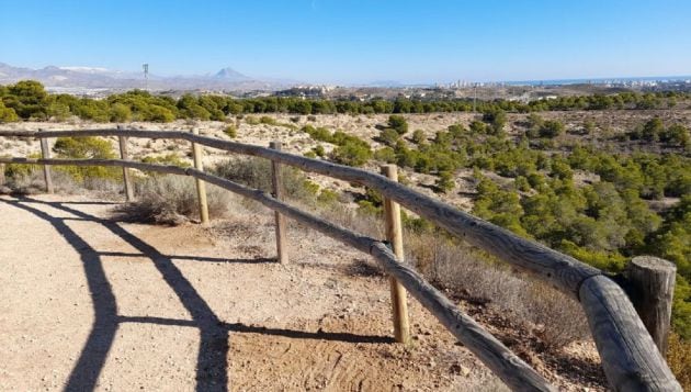 Imagen general del Monte Orgegia donde recibió el disparo el ciclista (al fondo)