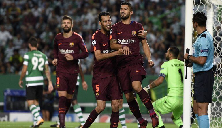 El Barça celebra el gol de la victoria 