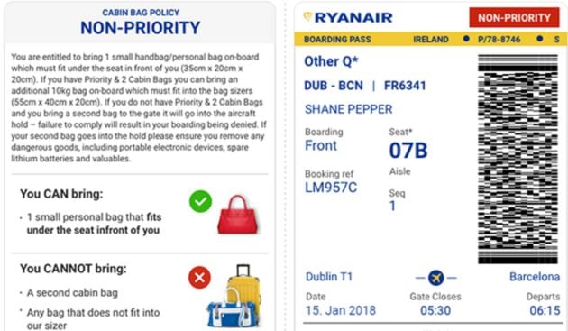 Las nuevas tarjetas de embarque de Ryanair.