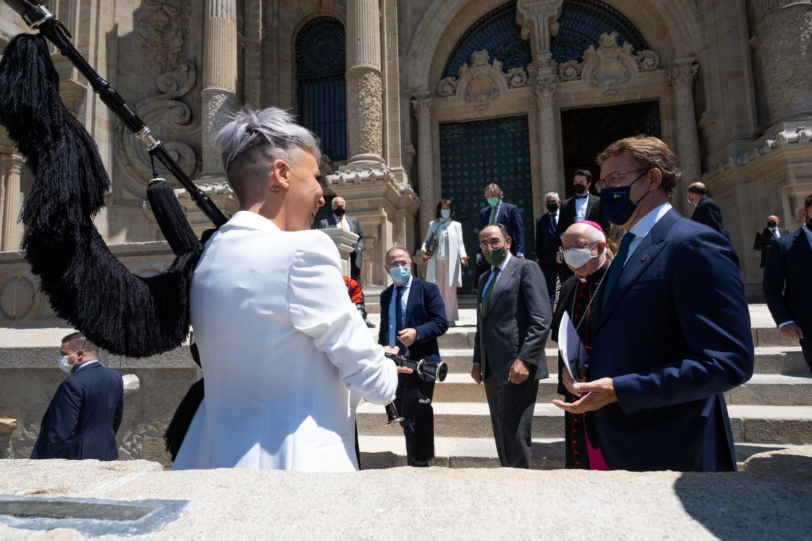 El presidente de la Xunta de Galicia, Alberto Núñez Feijóo durante una inauguración en la Catedral de Santiago