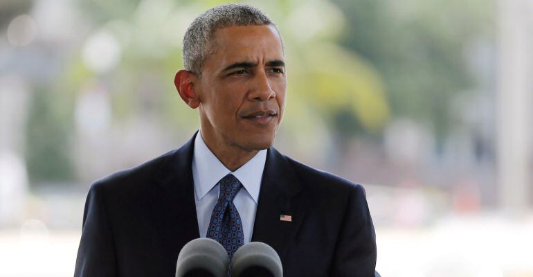 El presidente estadounidense Barack Obama en su visita a las víctimas del tiroteo de Orlando.