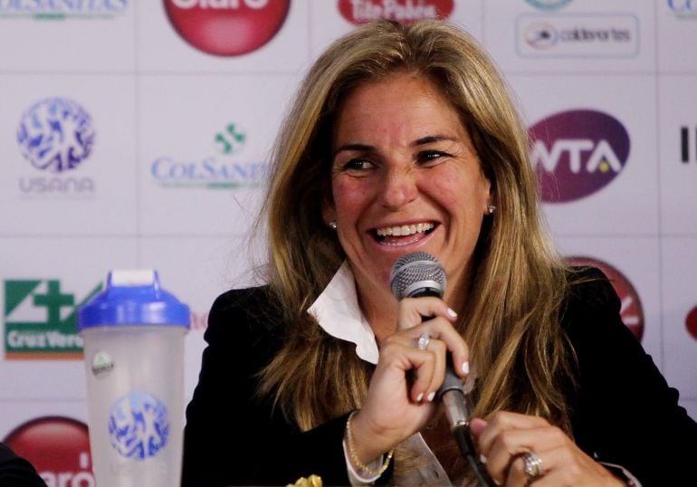 La extenista Arantxa Sánchez Vicario durante la presentación del torneo WTA Claro Open Colsanitas 2014.