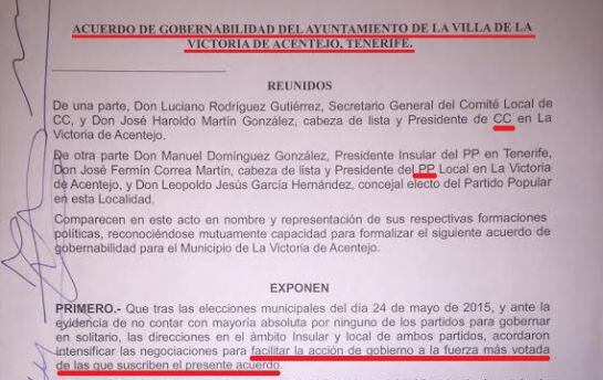 Acuerdo de gobernabilidad en La Victoria