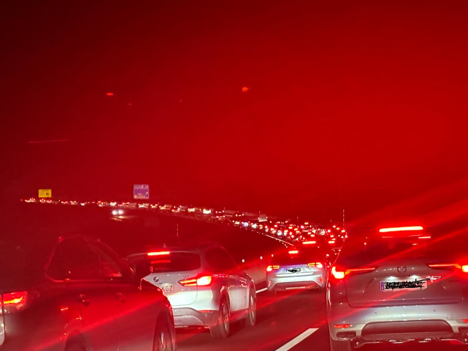 Imagen del gran atasco vivido en la N-330 el pasado viernes, 5 de diciembre