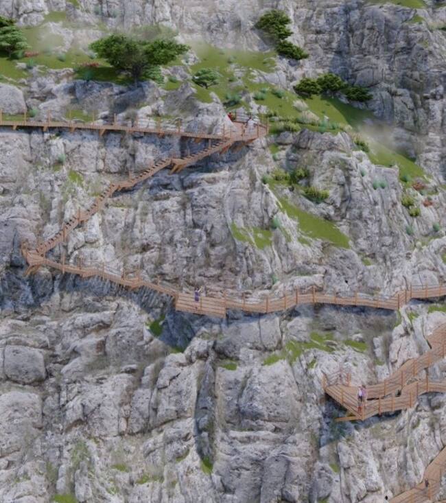 Otra de las recreaciones de la pasarela de las Cimbras en Torres, presentada en FITUR 2025
