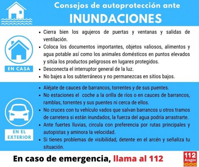 Consejos de autoprotección ante inundaciones del Gobierno de Aragón