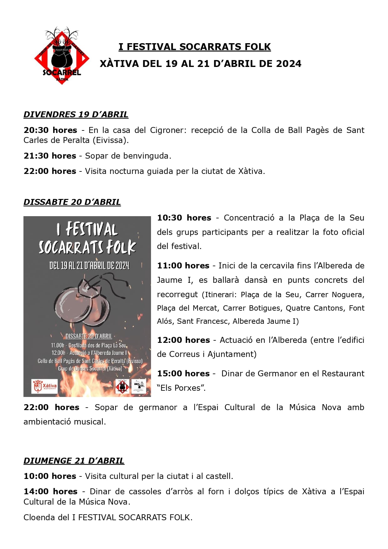 Programa del Socarrats Folk