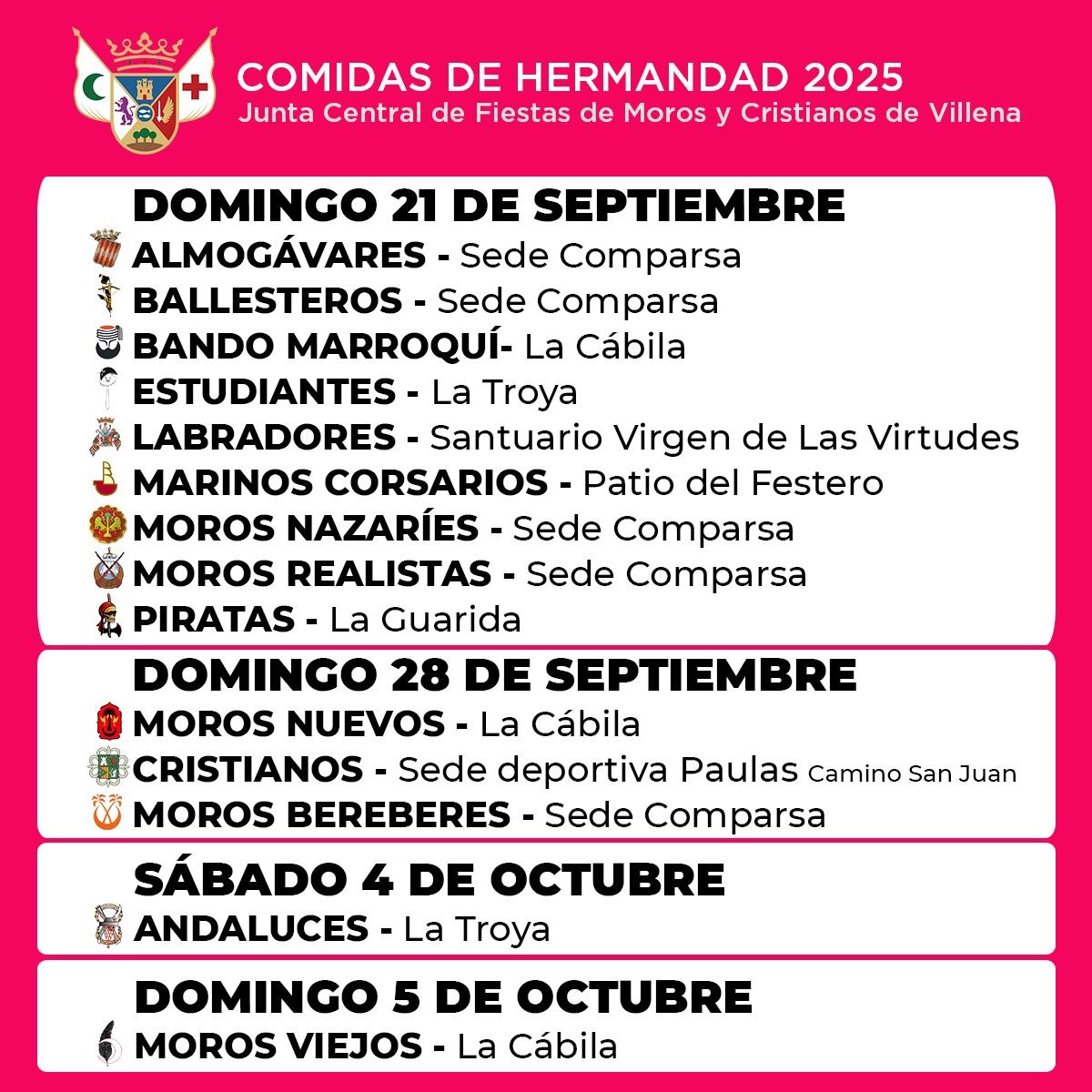 Calendario de actos festeros
