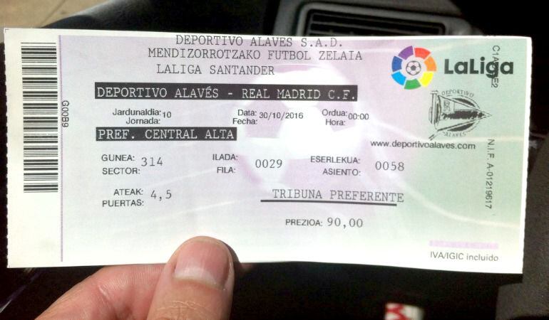 Entrada de Tribuna Preferente para no abonados.