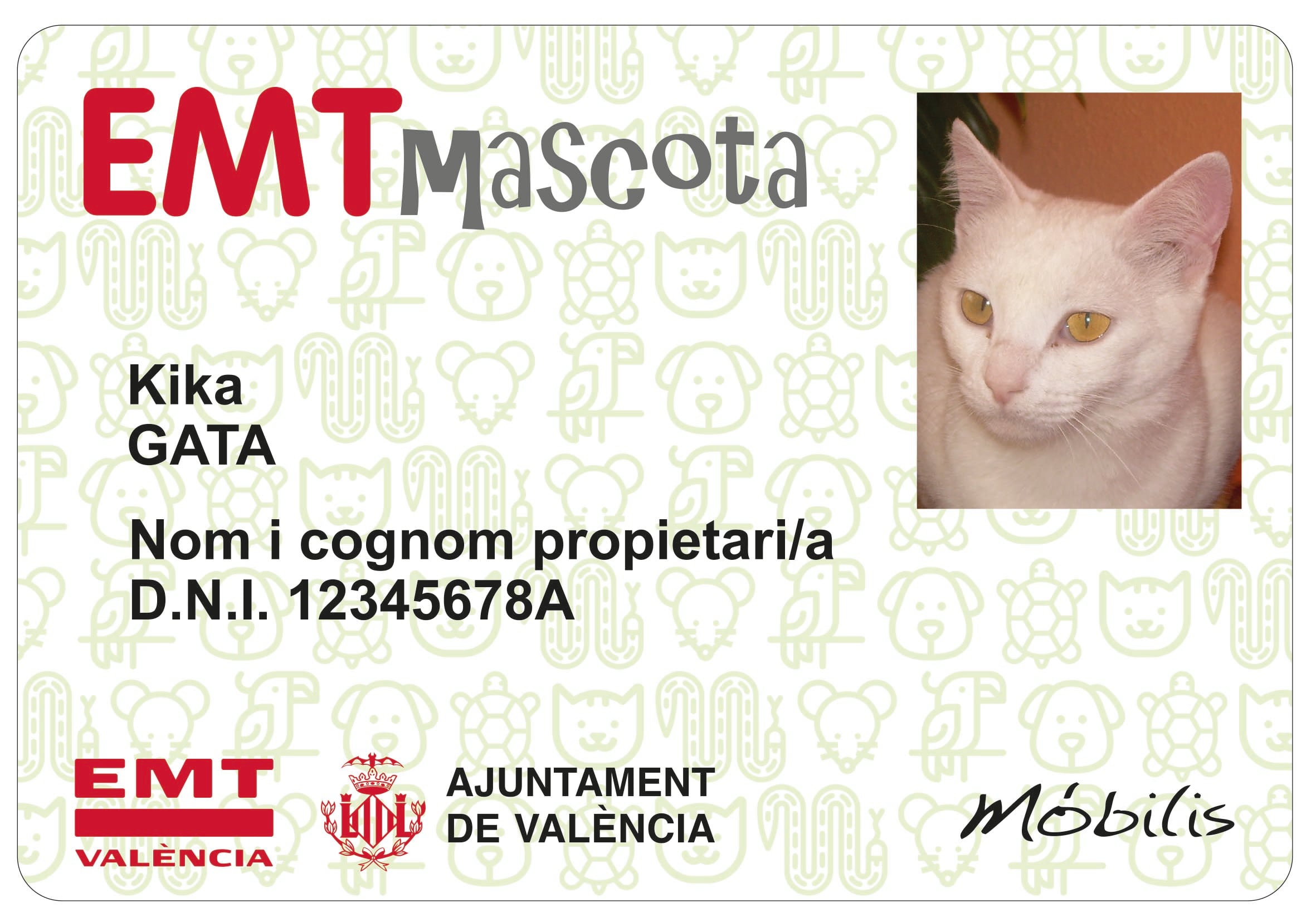 Tarjeta EMT Mascota de un gato