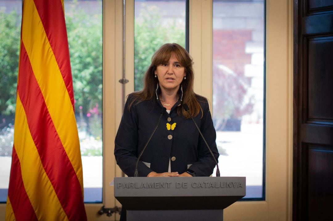 La presidenta del Parlament, Laura Borràs, comparece para anunciar a Pere Aragonès como candidato a la investidura.