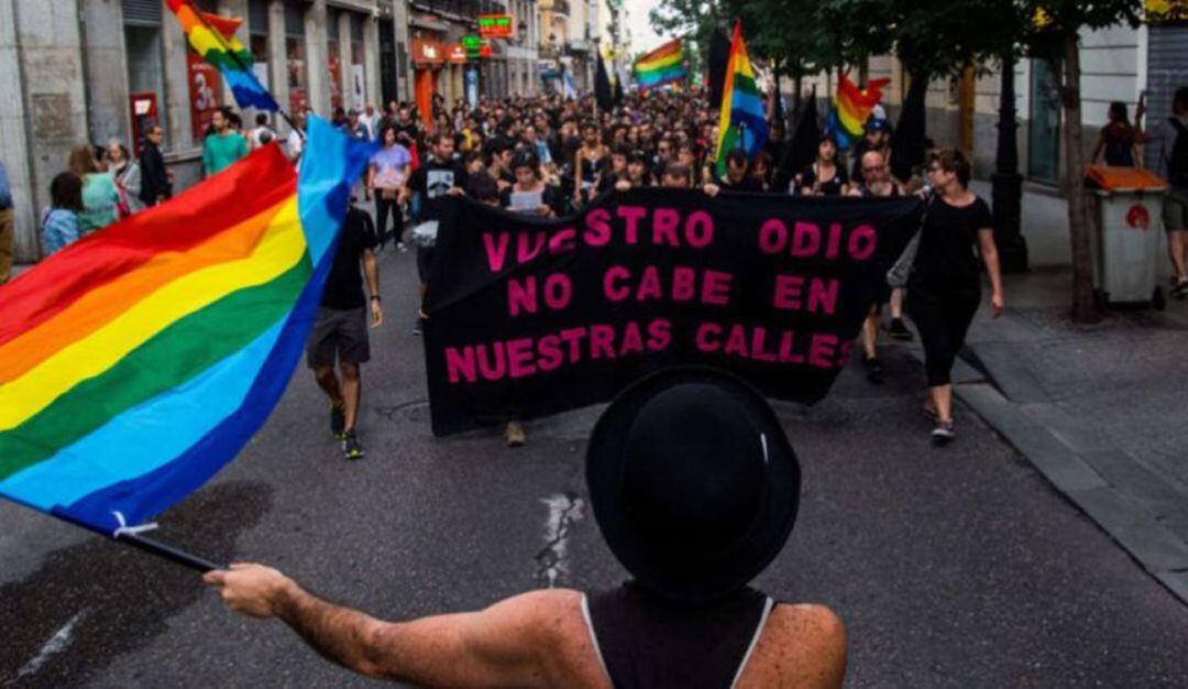 Concentración en las calles contra la homofobia y en defensa de los derechos del colectivo LGTBI.