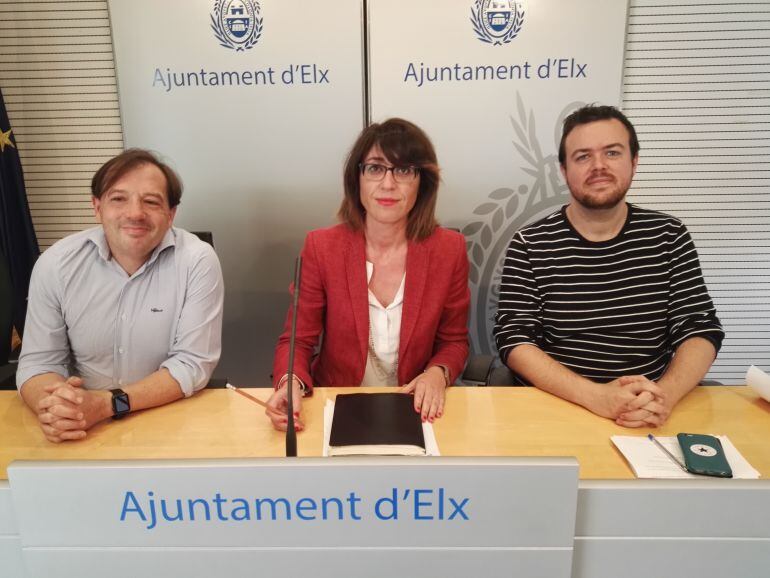 Los concejales Jesús Pareja, Patricia Maciá y Antonio García en la rueda de prensa posterior a la junta de gobierno