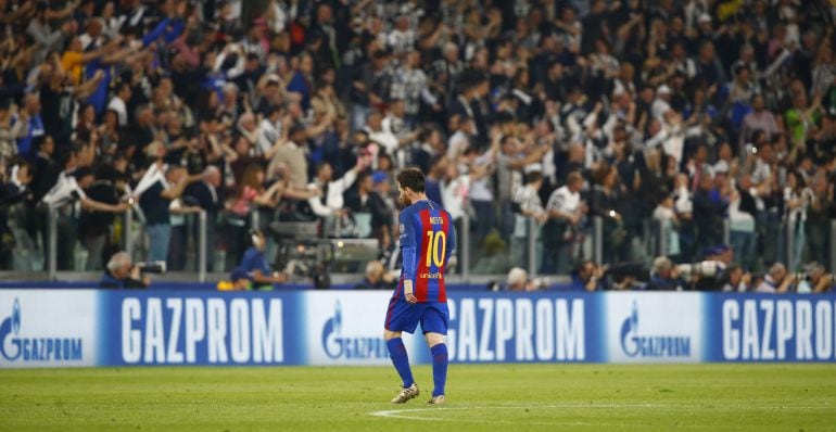 Messi y la grada del Juventus Stadium.