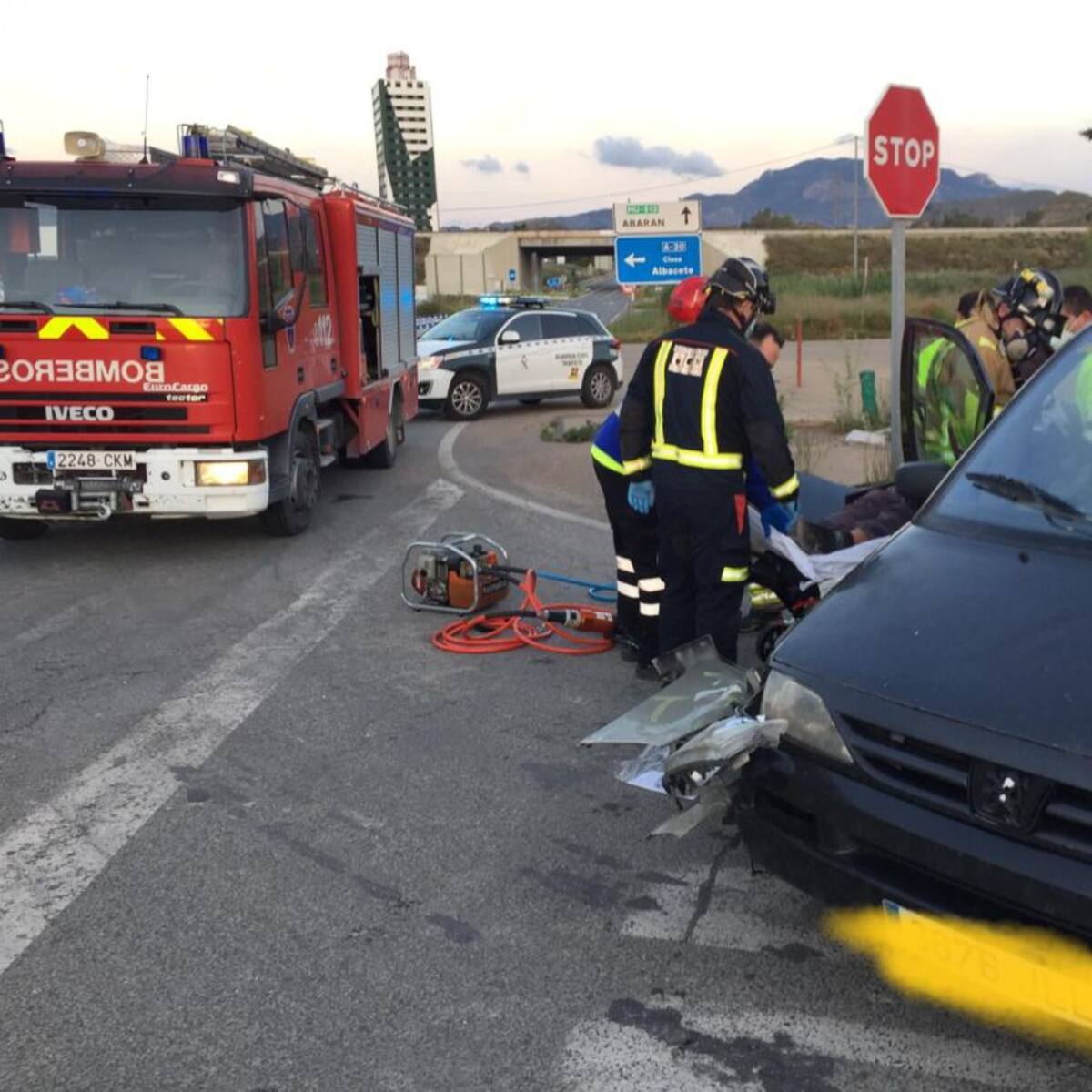Cinco heridos en un accidente de tráfico en Abarán