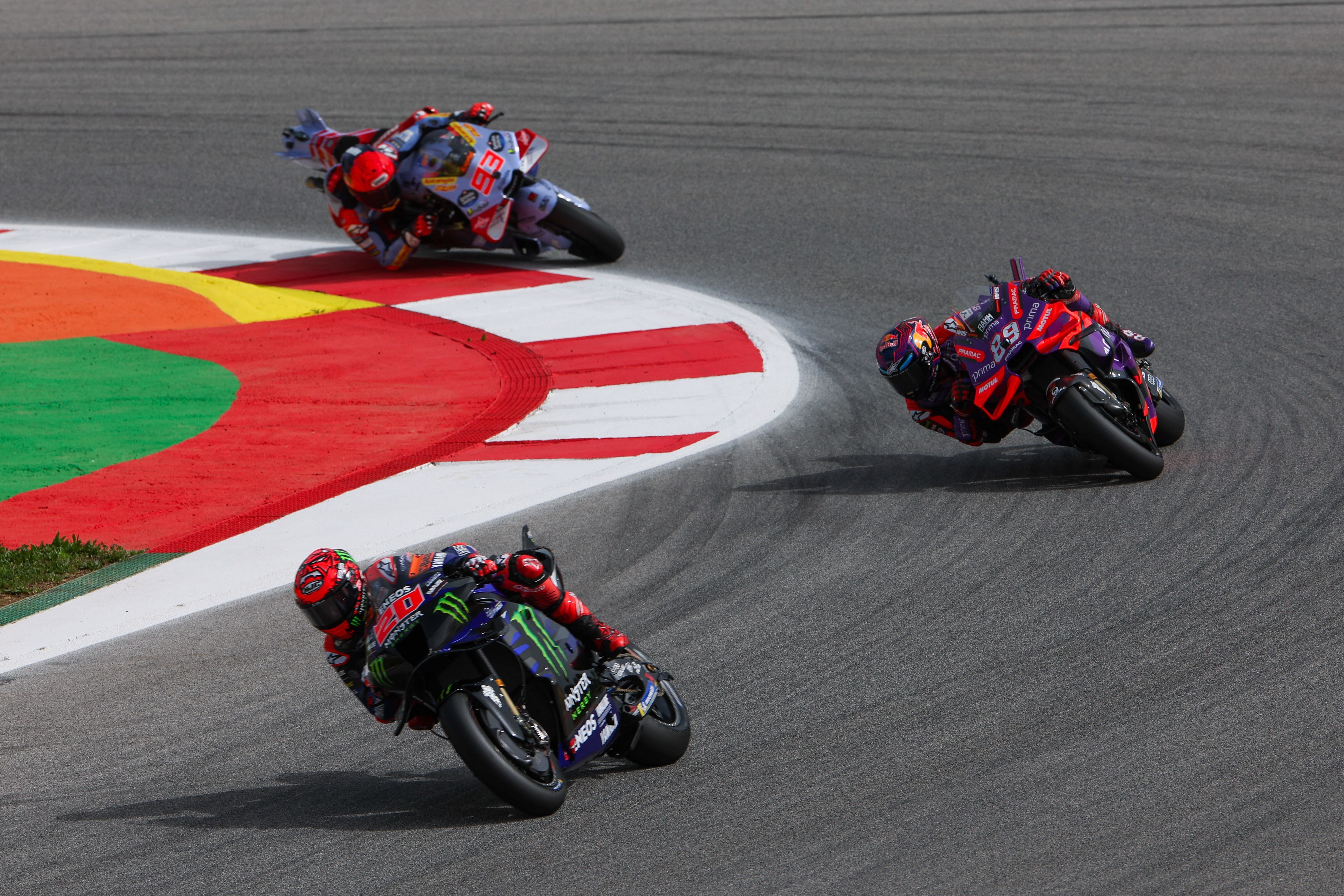 Fabio Quartararo, Marc Marquez y Jorge Martin durante el GP de Portugal