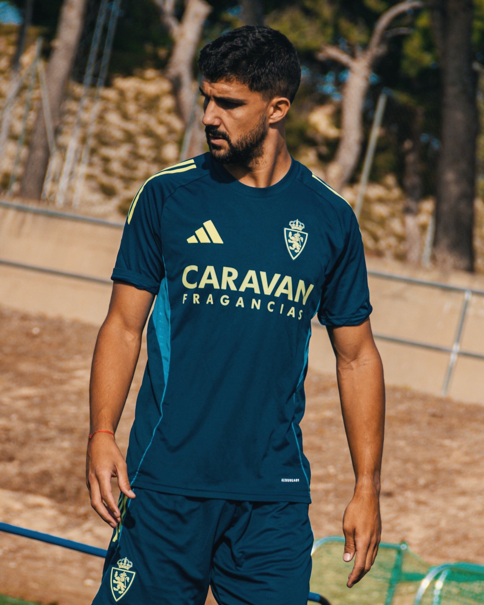Carlos Pomares en su primer entrenamiento con el Real Zaragoza