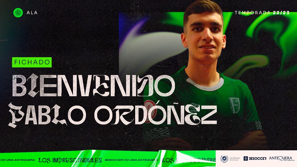Anuncio del fichaje de Pablo Ordóñez por el BeSoccer UMA Antequera