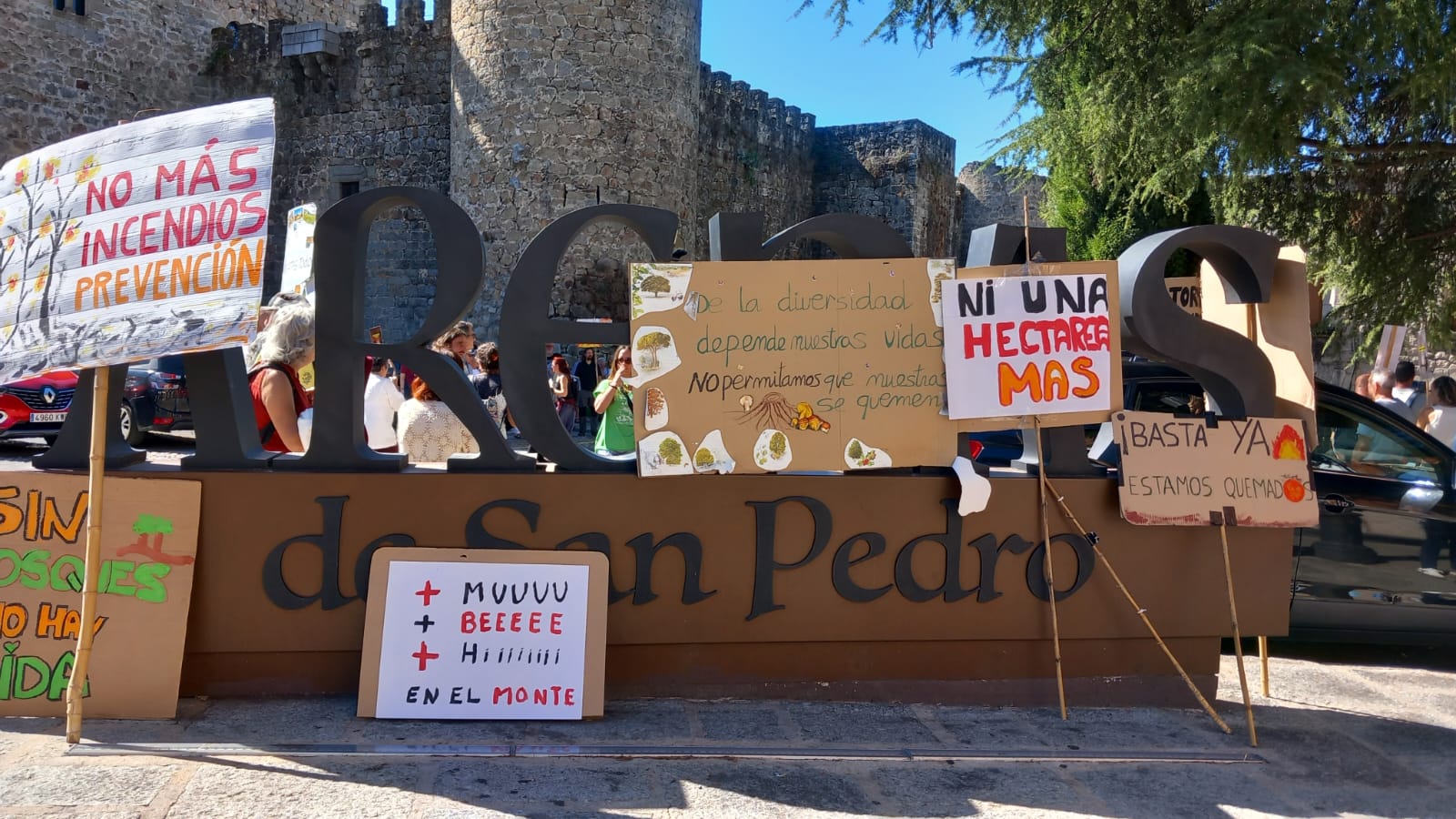 La manifestación delante del castillo de la Triste Condesa