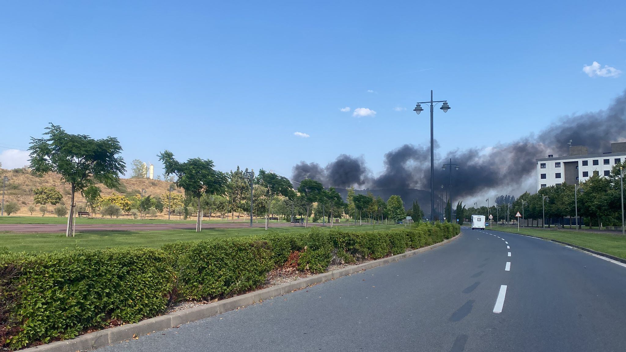 Columna de humo que se ha visto en Logroño esta tarde