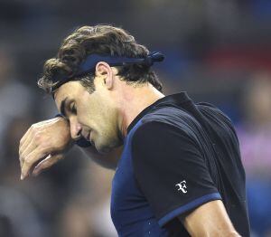 Roger Federer, durante el partido ante Albert Ramos.