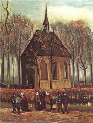 &quot;La iglesia protestante de Nuenen&quot; fechada entre 1884 y 1885