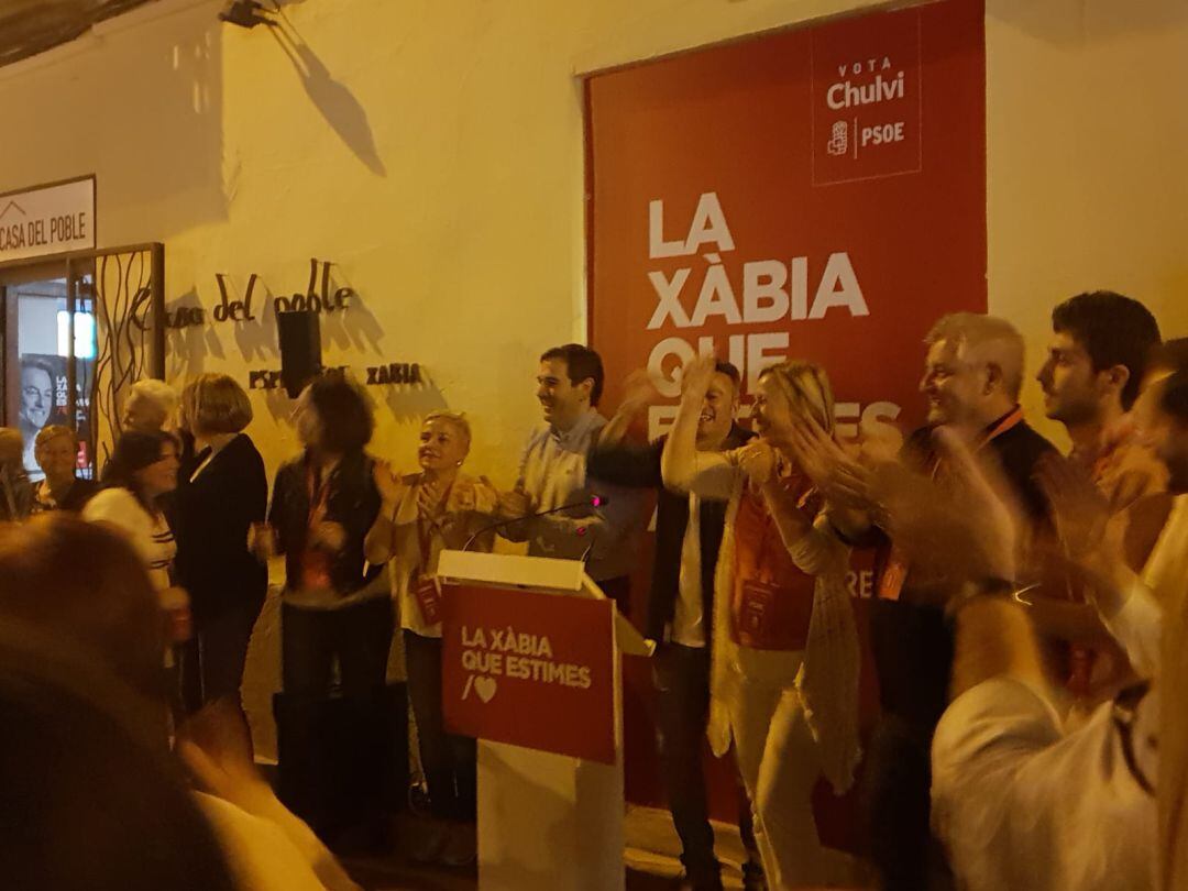 Alegría en la sede del PSPV-PSOE de Xàbia.