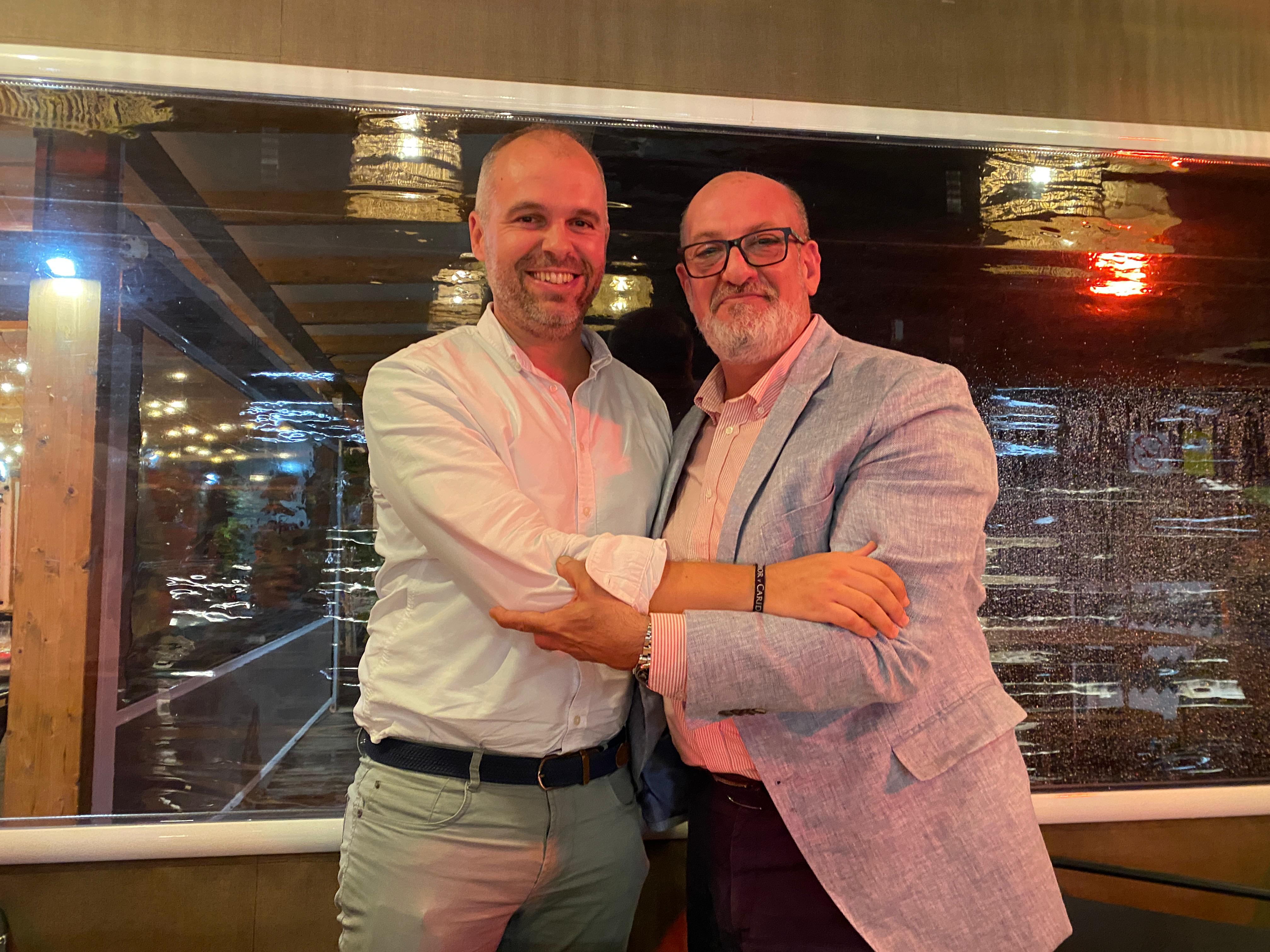 Alberto Camas y su sustituto José Carlos Espina Ruiz, en la presidencia del Trops Málaga de balonmano